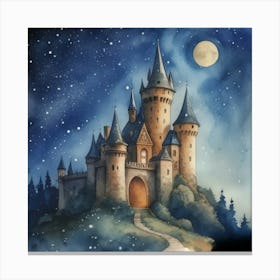 Faerytale Castle At Night 1 Canvas Print