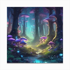 Forest Of Mushrooms Canvas Print