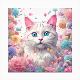 White Cat With Blue Eyes Canvas Print