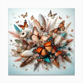 Butterflies And Feathers Canvas Print