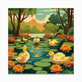 Ducks In The Pond 11 Canvas Print