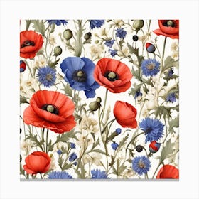 Poppy and cornflower flowers 2 Canvas Print