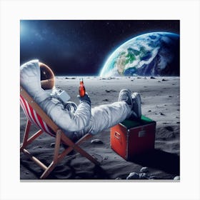 Astronaut Relaxing On The Moon Canvas Print