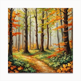 Forest In Autumn In Minimalist Style Square Composition 252 Canvas Print