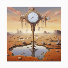 Clock In The Desert Canvas Print