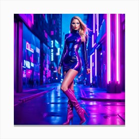 Girl In A Neon Dress Canvas Print