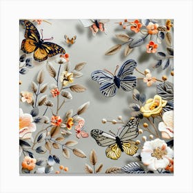 Butterflies And Flowers 1 Canvas Print