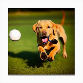 Dog Chasing A Ball Canvas Print