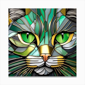 Cat, Pop Art 3D stained glass cat superhero limited edition 36/60 Canvas Print