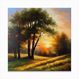 Sunset In The Meadow 4 Canvas Print