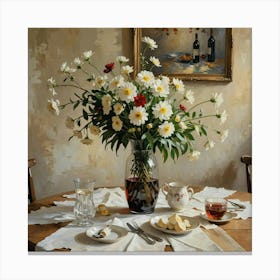 Table With Flowers Canvas Print