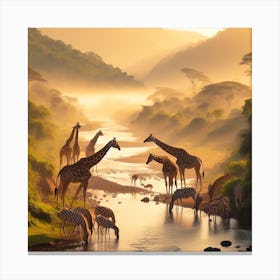 Giraffes In The Savannah Canvas Print