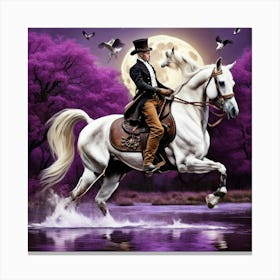 White Horse In The Moonlight Canvas Print