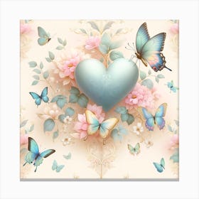 Hearts And Butterfly Canvas Print