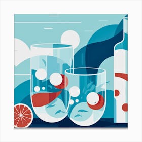 Illustration Of A Bottle Of Water Canvas Print