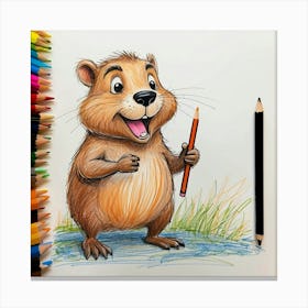 Beaver Drawing Canvas Print