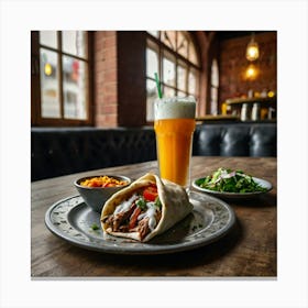 Burger And A Beer Canvas Print