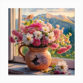 Daisies In A Vase Canvas Print