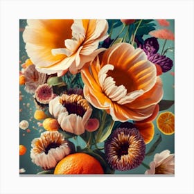 Orange, purple and yellow flowers 7 Canvas Print