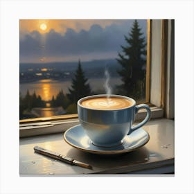 Coffee On A Window Sill 3 Canvas Print