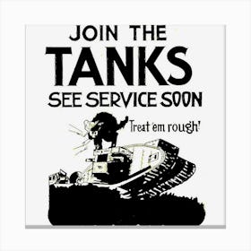 Join The Tanks Vintage Us Military Poster Design Canvas Print