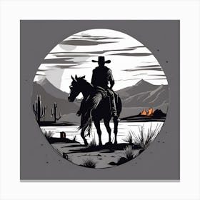 Cowboy On Horseback Canvas Print