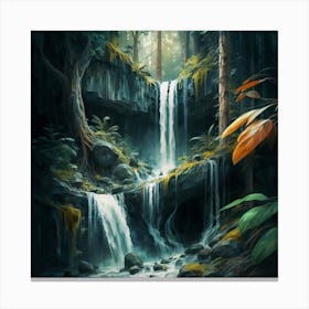 Waterfall In The Forest Canvas Print