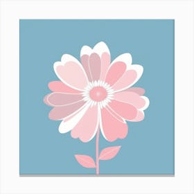 A White And Pink Flower In Minimalist Style Square Composition 404 Canvas Print