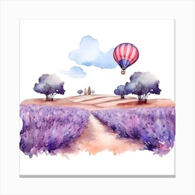 Lavender Field With Hot Air Balloon Canvas Print
