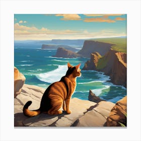 Cat On Cliffs Canvas Print