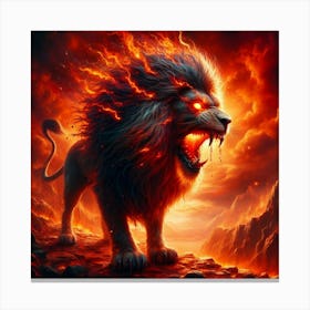 Lion On Fire Canvas Print