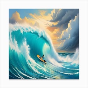 Surfer On A Wave Canvas Print