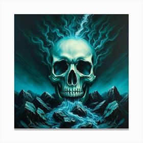 Skull On Fire Canvas Print