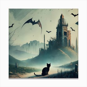 Cat In The Castle Canvas Print