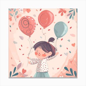 Girl With Balloons Canvas Print