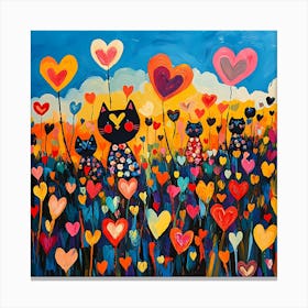 Abstract painting of a cat in a flower field 9 Canvas Print