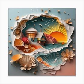 Nice Landscape In Paper Art Work 5 Canvas Print