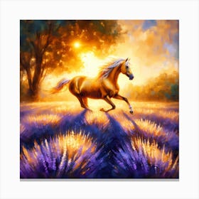 Horse In Lavender Field Canvas Print