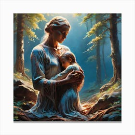 Mother And Child In The Forest 3 Canvas Print