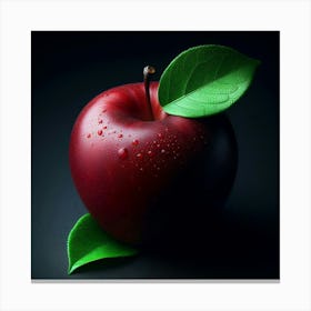 Red Apple On Black Background Canvas Print
