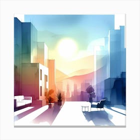 Watercolor Cityscape 7 Canvas Print