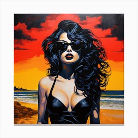 Goth Girl On The Beach Canvas Print