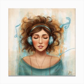 Girl Listening To Music 2 Canvas Print