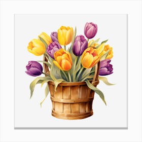 Tulips In A Basket Canvas Print