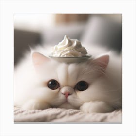 Cat with cream large Canvas Print