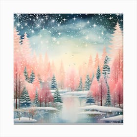 Frost-kissed Festivity: Watercolour Christmas Delight Canvas Print