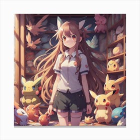 Anime girl in room Created by using Imagine AI Art Canvas Print