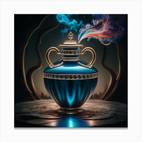 Blue Vase With Smoke Canvas Print