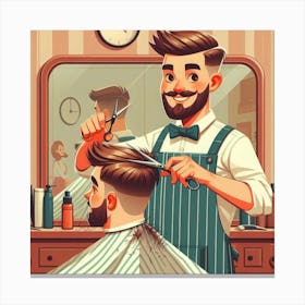 The man in the Barber Shop Canvas Print