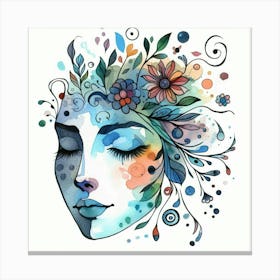 Woman'S Face With Flowers 2 Canvas Print